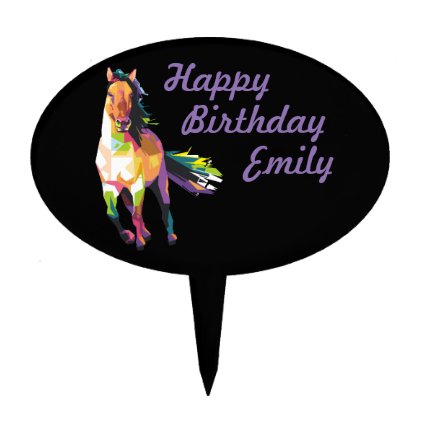 Colorful Running Horse Stallion Equestrian Cake Topper