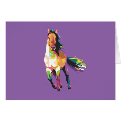 Colorful Running Horse Stallion Equestrian Card