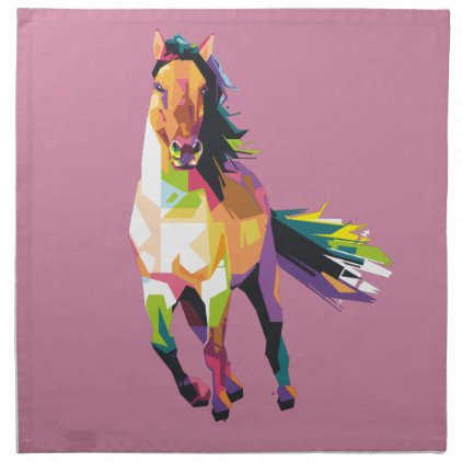 Colorful Running Horse Stallion Equestrian Cloth Napkin