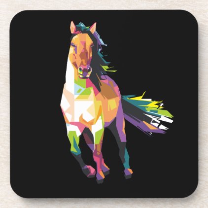 Colorful Running Horse Stallion Equestrian Coaster