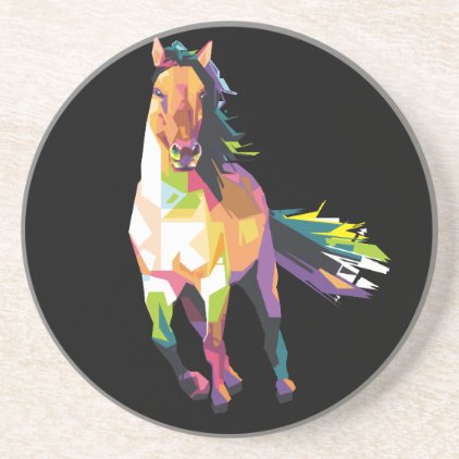 Colorful Running Horse Stallion Equestrian Drink Coaster