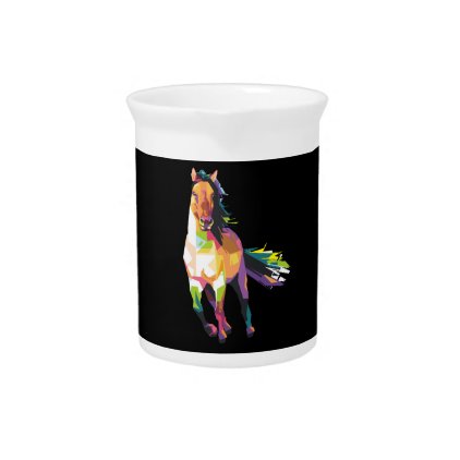 Colorful Running Horse Stallion Equestrian Drink Pitcher