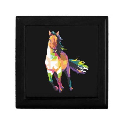 Colorful Running Horse Stallion Equestrian Jewelry Box
