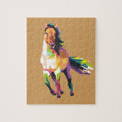 Colorful Running Horse Stallion Equestrian Jigsaw Puzzle