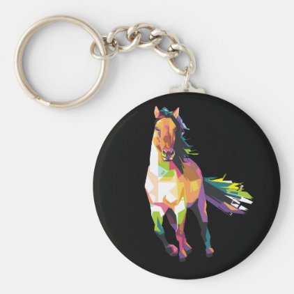 Colorful Running Horse Stallion Equestrian Keychain