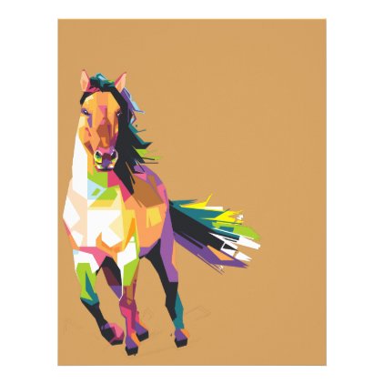 Colorful Running Horse Stallion Equestrian Letterhead