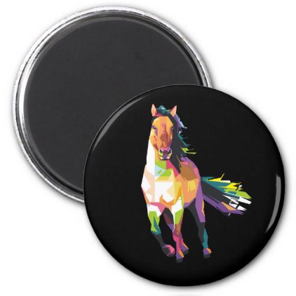 Colorful Running Horse Stallion Equestrian Magnet