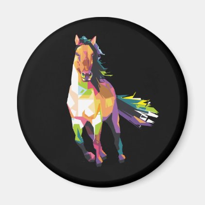 Colorful Running Horse Stallion Equestrian Magnet