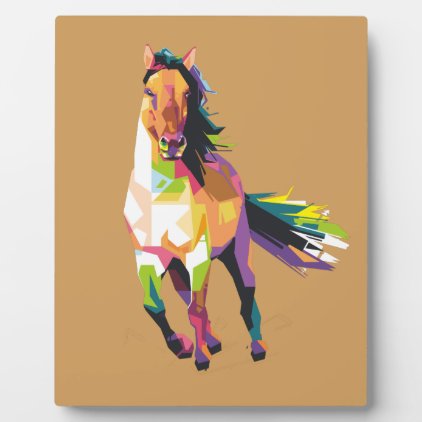 Colorful Running Horse Stallion Equestrian Plaque