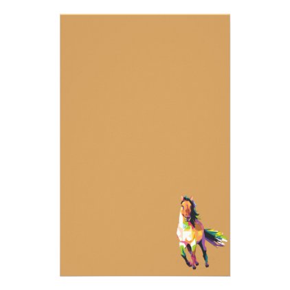 Colorful Running Horse Stallion Equestrian Stationery