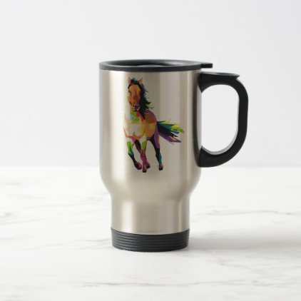 Colorful Running Horse Stallion Equestrian Travel Mug