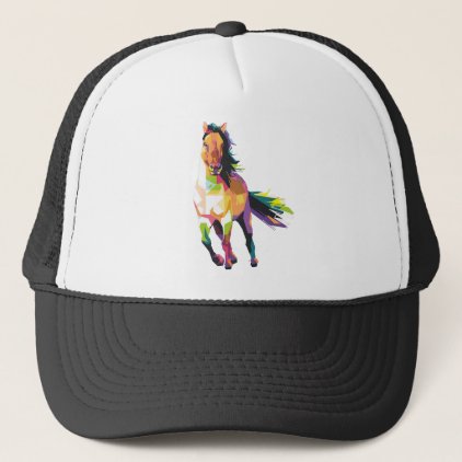 Colorful Running Horse Stallion Equestrian Trucker Hat
