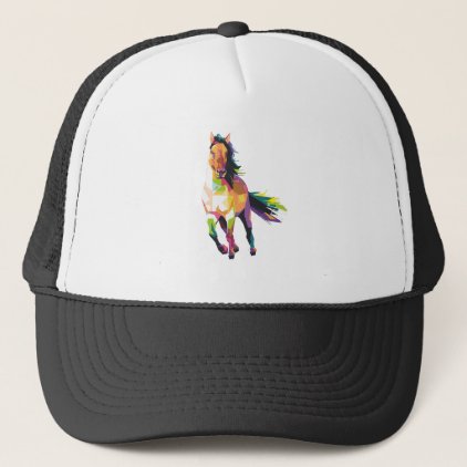Colorful Running Horse Stallion Equestrian Trucker Hat