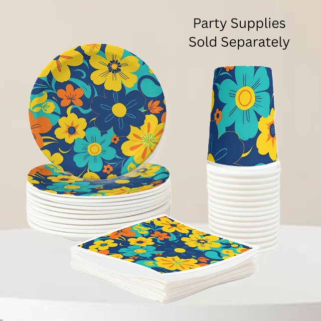 Colorful Rush Blooms-Dopamine Style-Retro Flowers Paper Cups (Colorful Rush Blooms-Dopamine Style Party Supplies)