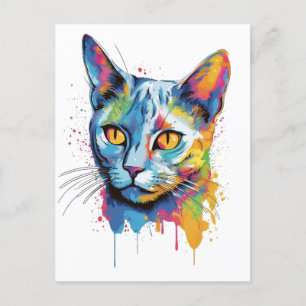 Colorful Russian-blue cat Postcard