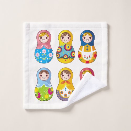 Colorful Russian Matreshka dolls Wash Cloth