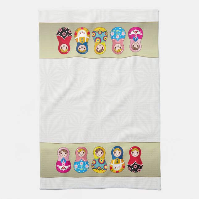 Colorful Russian Matrioshka (Matreshka) doll Towel (Vertical)