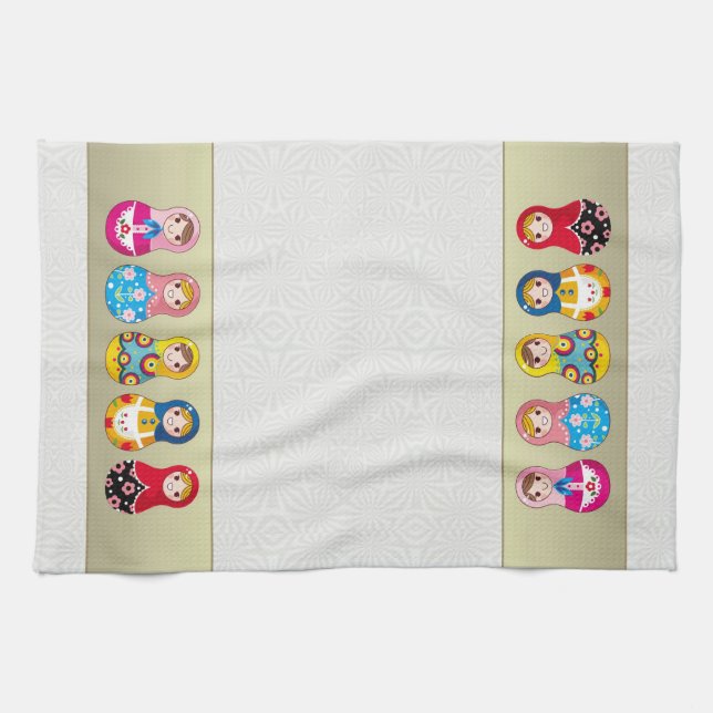 Colorful Russian Matrioshka (Matreshka) doll Towel (Horizontal)