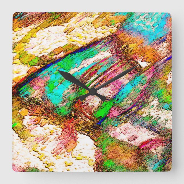 Colorful - Rustic and rough like roughcast Square Wall Clock (Front)