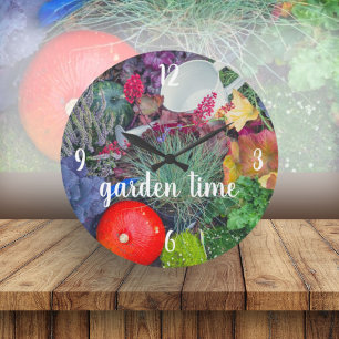 Colorful rustic autumn garden large clock
