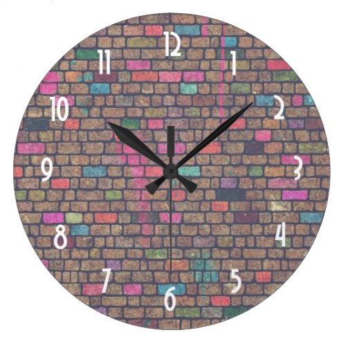 Colorful Rustic Brick Wall Texture Clocks