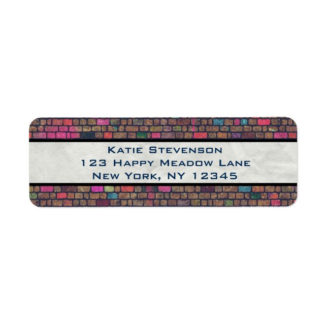 Colorful Rustic Brick Wall Texture Label (Front)