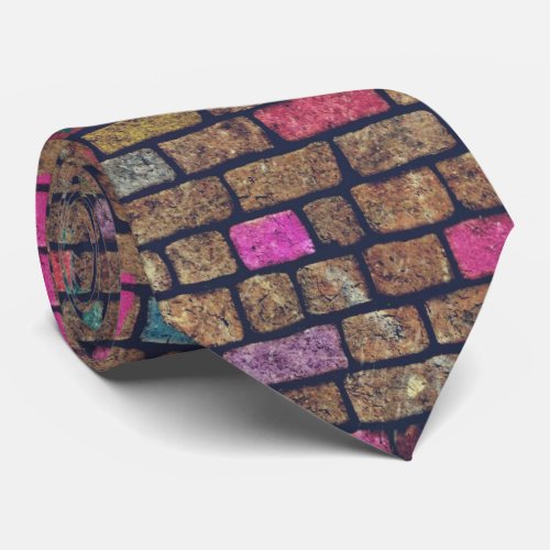 Colorful Rustic Brick Wall Texture Tie