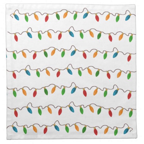 Colorful Rustic Christmas String Lights Holiday Cloth Napkin