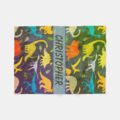 Colorful Rustic Dinosaurs Personalized Fleece Blanket (Front (Horizontal))