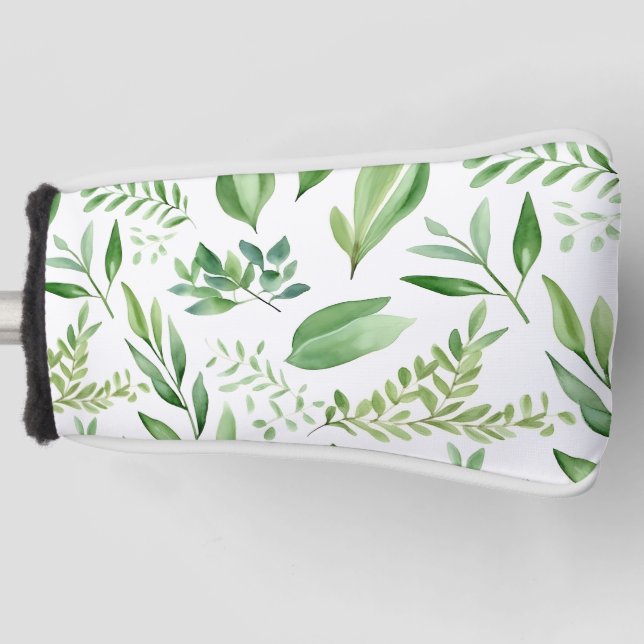   Colorful Rustic Eucalyptus Watercolor Leaves  Golf Head Cover (Front)