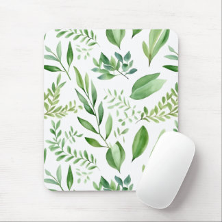   Colorful Rustic Eucalyptus Watercolor Leaves  Mouse Pad