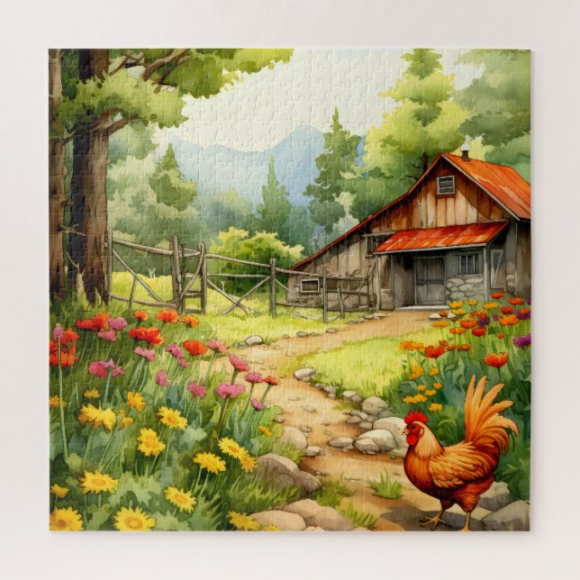 Colorful Rustic Farmhouse Puzzle (Vertical)