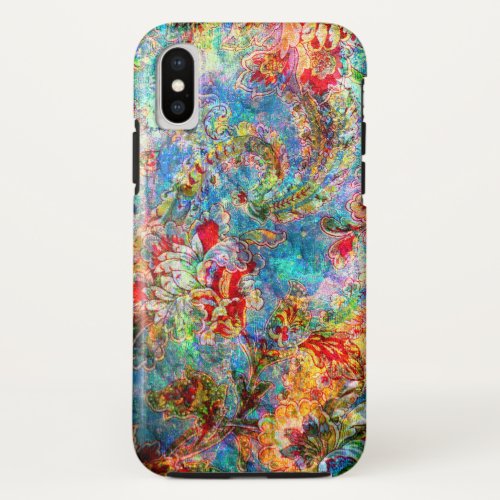 Colorful Rustic Floral Design iPhone XS Case