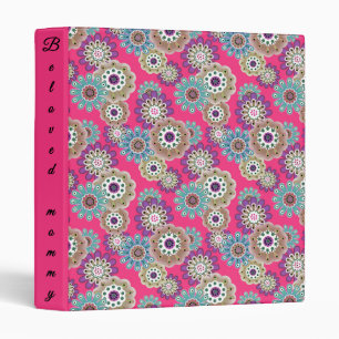 Colorful rustic floral pattern retro  3 ring binder