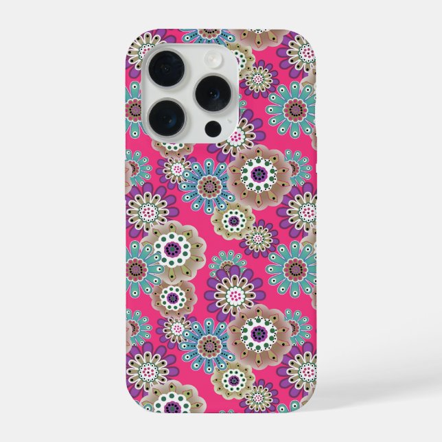 Colorful rustic floral pattern retro  iPhone case (Back)