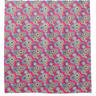 Colorful rustic floral pattern retro shower curtain