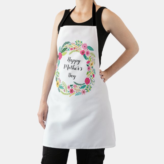 Colorful Rustic Floral Wreath Apron (Insitu)