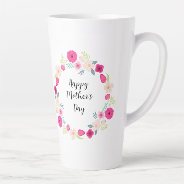 Colorful Rustic Floral Wreath Latte Mug (Right)