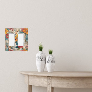 Colorful Rustic Flower Double Rocker Light Switch Cover