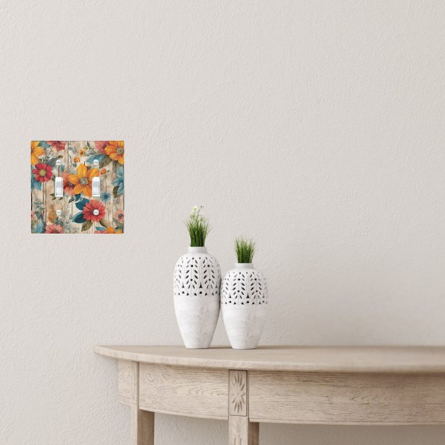 Colorful Rustic Flower  Light Switch Cover (Creator Uploaded)