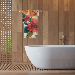 Colorful Rustic Flowers Bath Towel Set