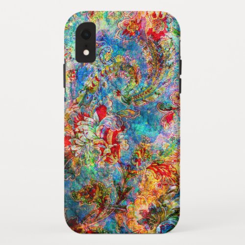 Colorful Rustic Flowers Pattern 2 iPhone XR Case