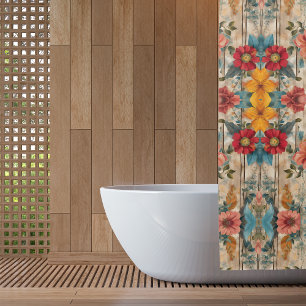 Colorful Rustic Flowers Shower Curtain