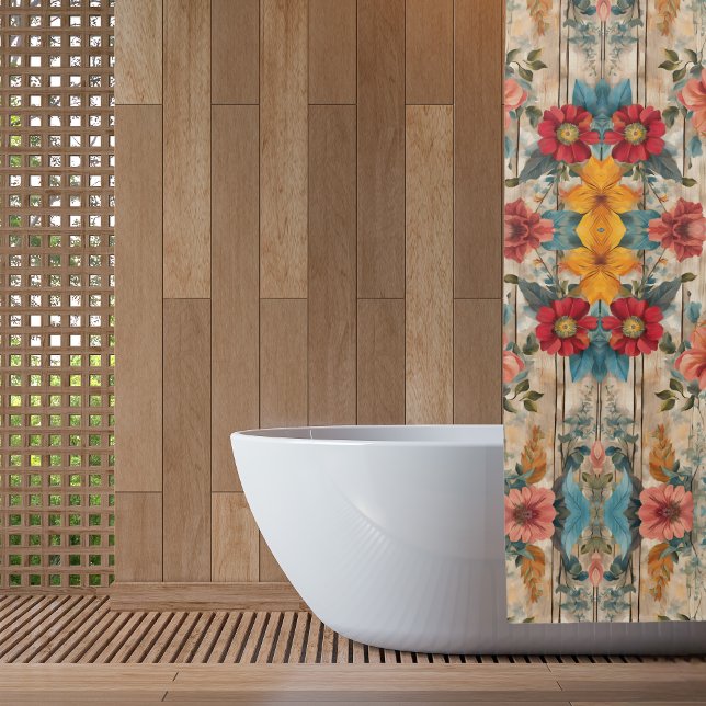 Colorful Rustic Flowers Shower Curtain (Creator Uploaded)