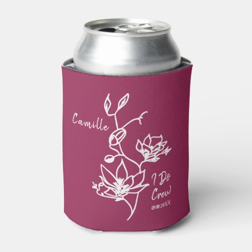 Colorful Rustic I Do Crew Bridesmaid Bridal Party  Can Cooler