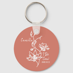 Colorful Rustic I Do Crew Bridesmaid Bridal Party  Keychain
