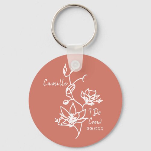 Colorful Rustic I Do Crew Bridesmaid Bridal Party  Keychain