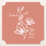Colorful Rustic I Do Crew Bridesmaid Bridal Party  Paper Coaster<br><div class="desc">Botanical floral against rustic burnt orange makes a standout bridesmaid gift for your bridal party.  Easily customize with name and event date of choice.  Gift keepsake for the bachelorette party,  bridal party,  maid of honor,  and more.</div>