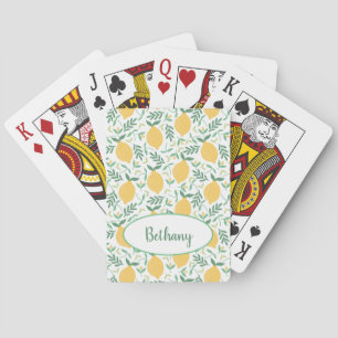 Colorful Rustic Lemon and Leaves Game Night Poker Cards