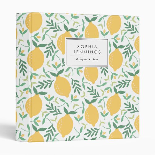 Colorful Rustic Lemon Citrus Yellow Chic Summer 3  3 Ring Binder